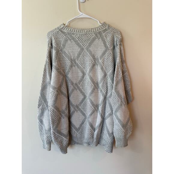 Private Club Vintage Long Sleeve Oversized Pullover Sweater Geometric Cream 2x - Picture 2 of 8